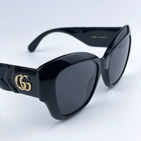 NEW Gucci GG0808S 001 Black Grey Cat Eye Women Sunglasses